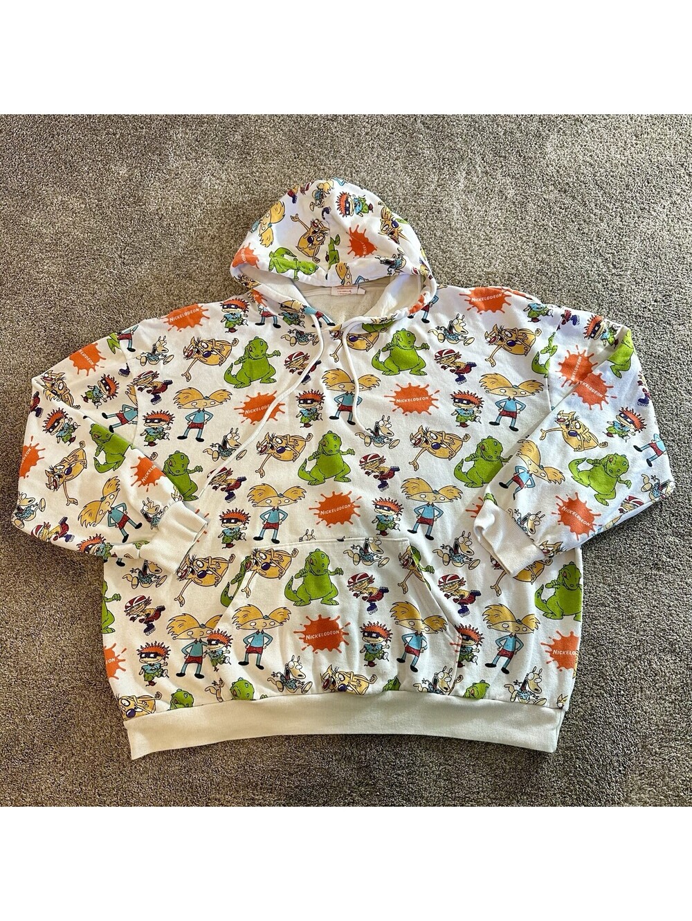 Nickelodeon Rugrats/Reptar/Ren & Stimpy All Over Print Hoodie - Unisex 2X XXL
